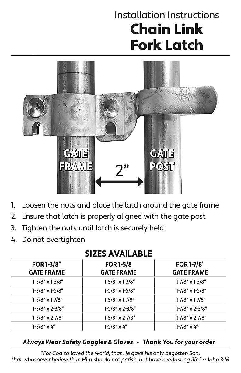 Jake Sales 1-5/8"" x 2-3/8"" Chain Link Fence Gate Fork Latch - Fence Gate Latch - Galvanized Fence Gate Latch with Hole for Padlock - Image 4